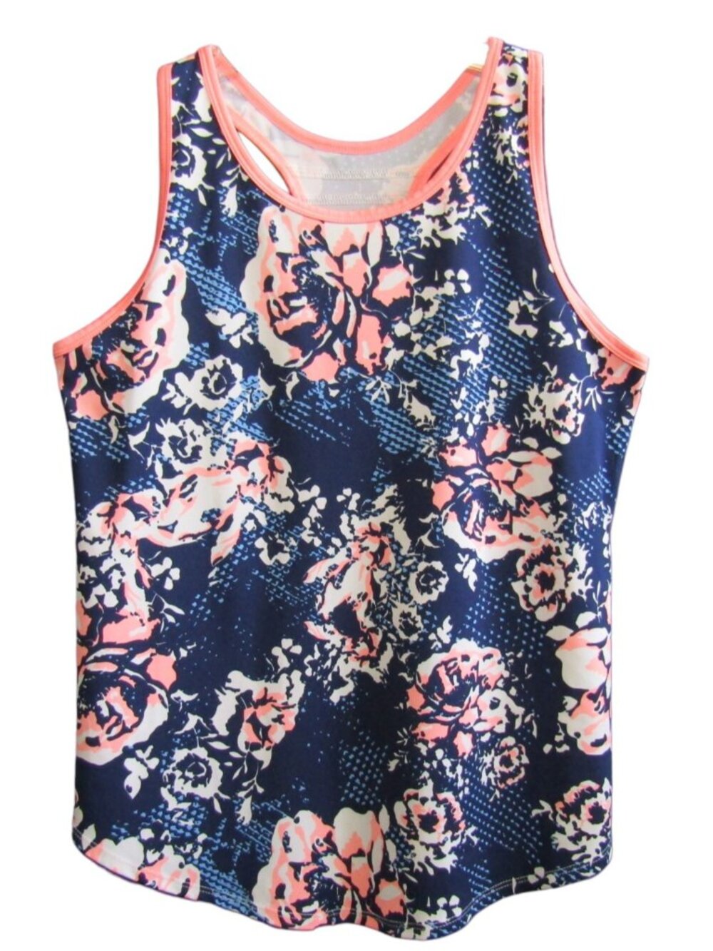 Tail Womens Large L Golf Tank Top Navy Blue Peach Floral Tennis Pickleball